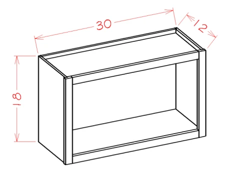 Shaker Cinder 30" X 18" Open Wall Cabinet, RTA Cabinet Co.-Madison, WI