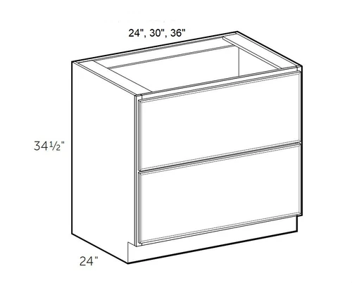 Shaker Cinder 30" Two Drawer Base Cabinet, RTA Cabinet Co.-Madison, WI