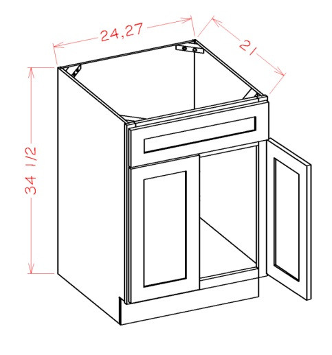 Shaker Cinder 24" Vanity Sink Base Cabinet, RTA Cabinet Co.-Madison, WI
