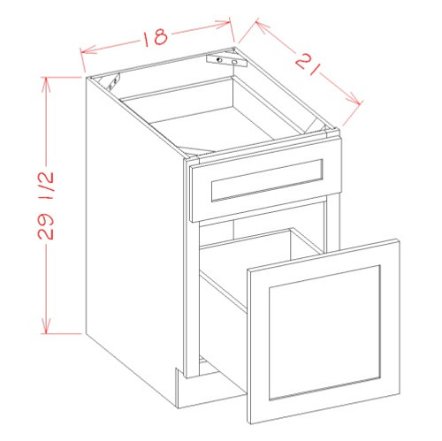 Shaker Cinder 18" Drawer File Base Cabinet, Cabinets By Friday-Madison, WI