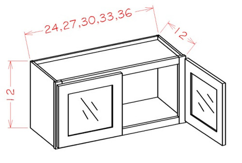 Shaker Black 24" X 12" Glass Stacker Wall Cabinet, Cabinets By Friday-Madison, WI