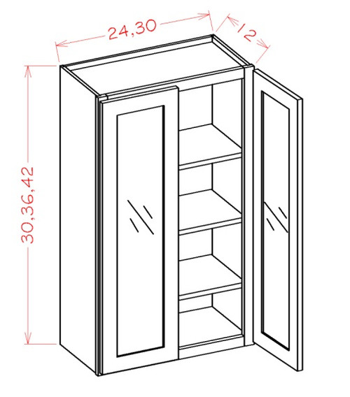 Shaker Black 30" X 30" Prepped For Glass Wall Cabinet, Cabinets By Friday-Madison, WI