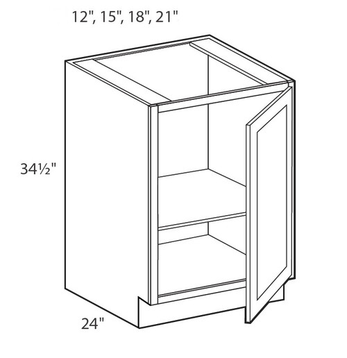 Shaker Black 15" Full Height Base Cabinet, Cabinets By Friday-Madison, WI