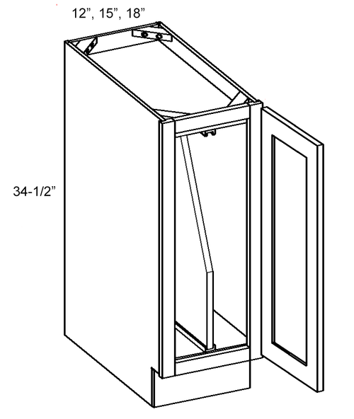 Shaker Black 15" Full Height Door Base Cabinet With Tray Divider, Cabinets By Friday-Madison, WI