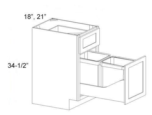 Shaker Black 18" Double Trash Base Cabinet, RTA Cabinet Co.-Madison, WI