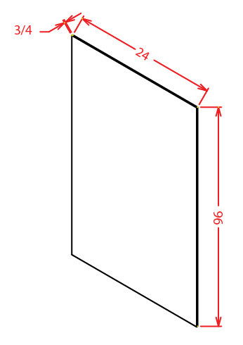 Shaker Black 24" X 96" Shelf Board Panel, RTA Cabinet Co.-Madison, WI
