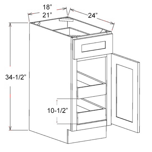 Shaker Navy 18" Base Cabinet With 2 Roll Out Trays, RTA Cabinet Co.-Madison, WI