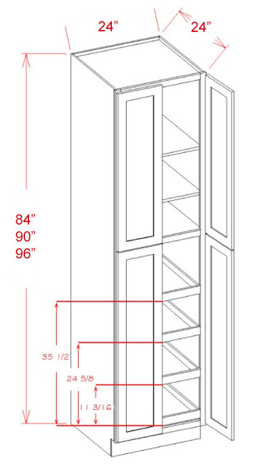 Shaker Navy 24" X 96" Tall Pantry Cabinet With 4 Roll Out Trays, RTA Cabinet Co.-Madison, WI