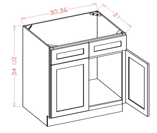 Shaker Navy 36" Vanity Sink Base Cabinet, RTA Cabinet Co.-Madison, WI