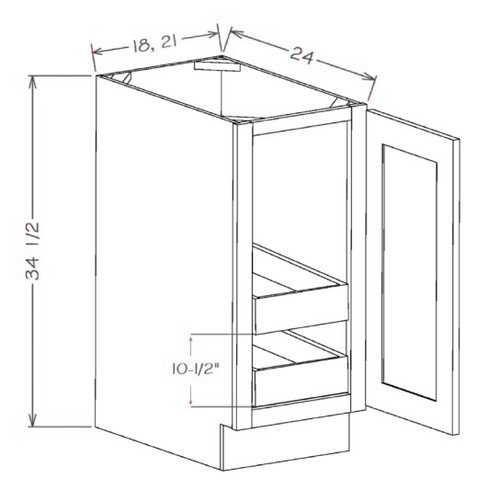 Verona White 18" Full Height Door Base Cabinet 2 Roll Out Trays, RTA Cabinet Co.-Madison, WI
