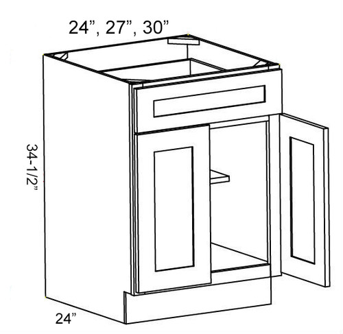 Verona White 27" Base Cabinet, RTA Cabinet Co.-Madison, WI