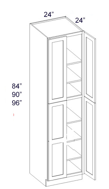 Verona White 24" X 96" Tall Pantry Cabinet, RTA Cabinet Co.-Madison, WI