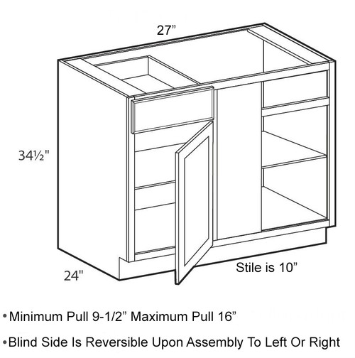 Verona Mist 36" Blind Base Corner Cabinet, Cabinets By Friday-Madison, WI