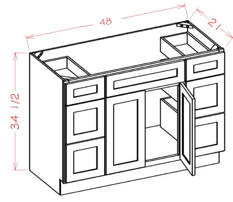 Verona Mist 48" Vanity Base Cabinet 6 Drawers, Cabinets By Friday-Madison, WI