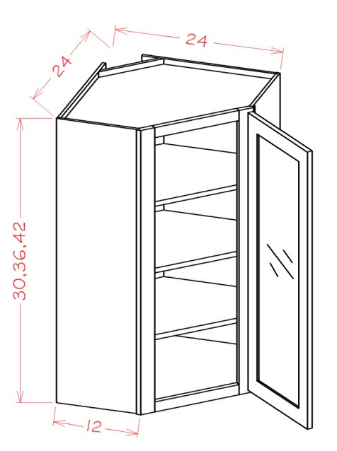 Verona Autumn 24" X 42" Prepped For Glass Diagonal Corner Wall Cabinet, RTA Cabinet Co.-Madison, WI