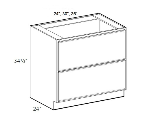 Shaker White 36" Two Drawer Base Cabinet, Cabinets By Friday-Madison, WI