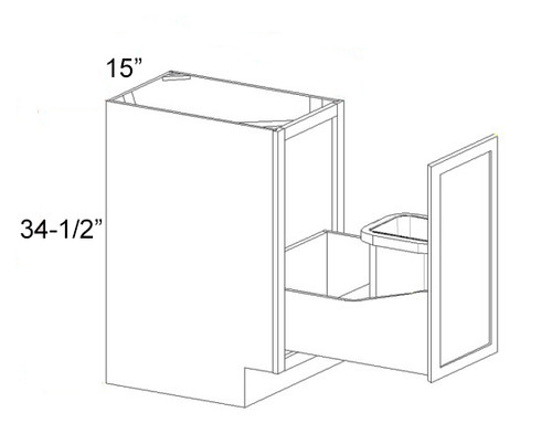 Shaker White 15" Single Trash Base Cabinet Full Height Door, Cabinets By Friday-Madison, WI