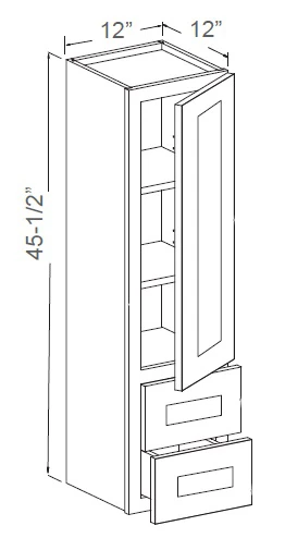 Birch Java Shaker 12" X 45-1/2" Countertop Linen Cabinet, RTA Cabinet Co.-Madison, WI