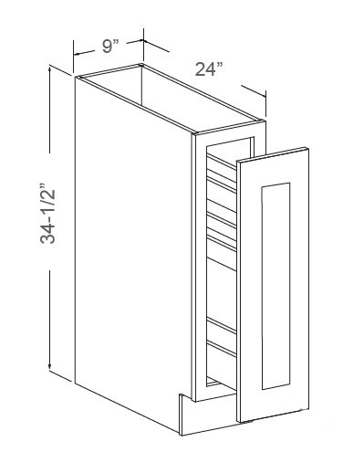 Classic Dove White 09" Spice Base Cabinet, RTA Cabinet Co.-Madison, WI
