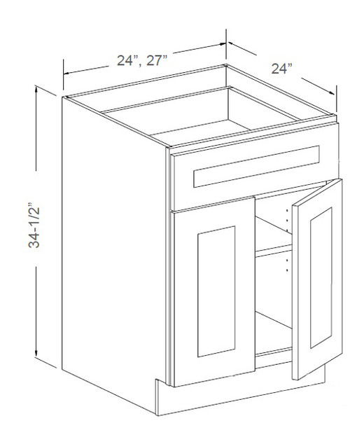 Classic Dove White 24" Base Cabinet, RTA Cabinet Co.-Madison, WI