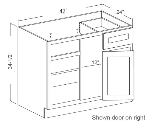 Classic Dove White 42" Blind Base Corner Cabinet, RTA Cabinet Co., Madison WI