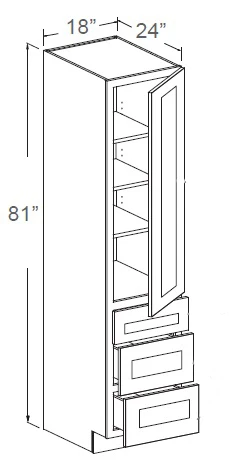 Elegant Mahogany 18" X 81" Linen Cabinet With 3 Lower Drawers, RTA Cabinet Co.-Madison, WI