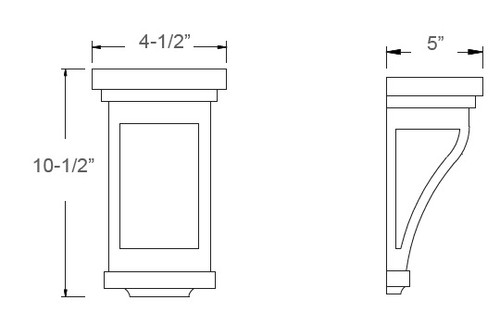 Elegant Mahogany 10-1/2" High Mission Corbel, RTA Cabinet Co.-Madison, WI