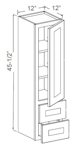 Estate Pearl 12" X 45-1/2" Countertop Linen Cabinet, RTA Cabinet Co.-Madison, WI
