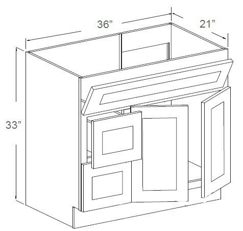 Estate Woodlands 36" Vanity Base Cabinet 2 Left Drawers, RTA Cabinet Co.-Madison, WI