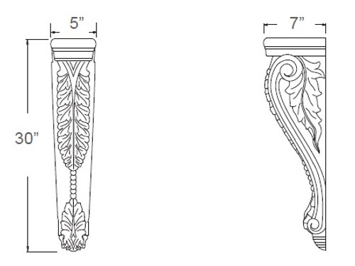 Luxe Navy  30" High Acanthus Corbel, Cabinets By Friday-Madison, WI