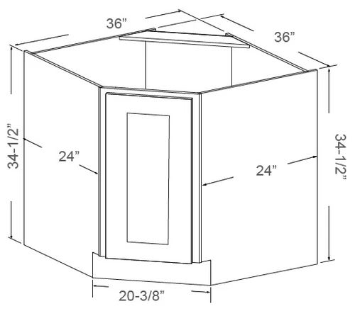 Luxe White 36" Corner Sink Base Cabinet, RTA Cabinet Co., Madison WI