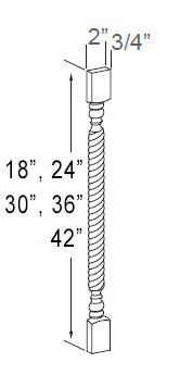 Luxe White 24" Rope Twist Split Post, RTA Cabinet Co.-Madison, WI