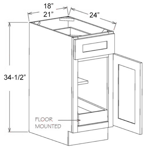 Modern Espresso 21" Base Cabinet With 1 Roll Out Tray, Cabinets By Friday-Madison, WI