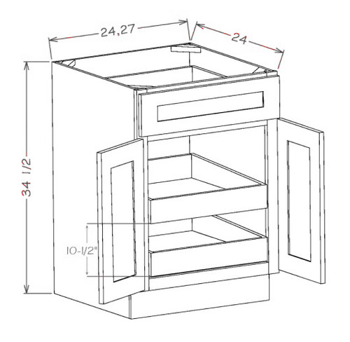 Modern Espresso 27" Base Cabinet With 2 Roll Out Trays, Cabinets By Friday-Madison, WI
