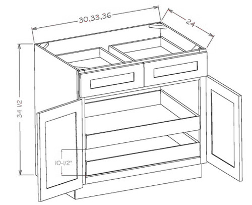 Modern Espresso 33" Base Cabinet With 2 Roll Out Trays, Cabinets By Friday-Madison, WI