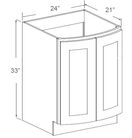 Modern Espresso 24" Vanity Sink Base Cabinet With Curved Doors, RTA Cabinet Co.-Madison, WI
