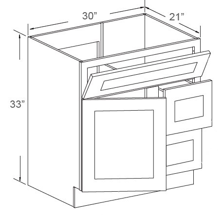 Modern Espresso 30" Vanity Base Cabinet 2 Right Drawers, RTA Cabinet Co.-Madison, WI