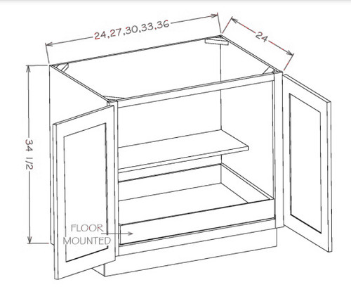 Shaker Antique 36" Full Height Door Base Cabinet 1 Roll Out Tray, Cabinets By Friday-Madison, WI