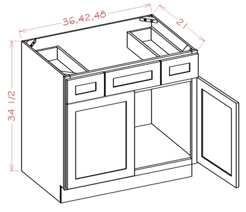 Shaker Antique 48" Vanity Base Cabinet Split Drawers, Cabinets By Friday-Madison, WI