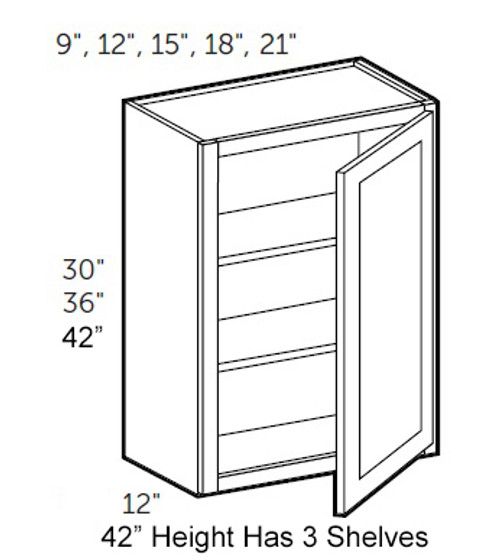 Shaker Grey 15" X 42" Wall Cabinet, Cabinets By Friday-Madison, WI