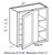 Shaker Black 27" X 36" Blind Corner Wall Cabinet, Cabinets By Friday-Madison, WI