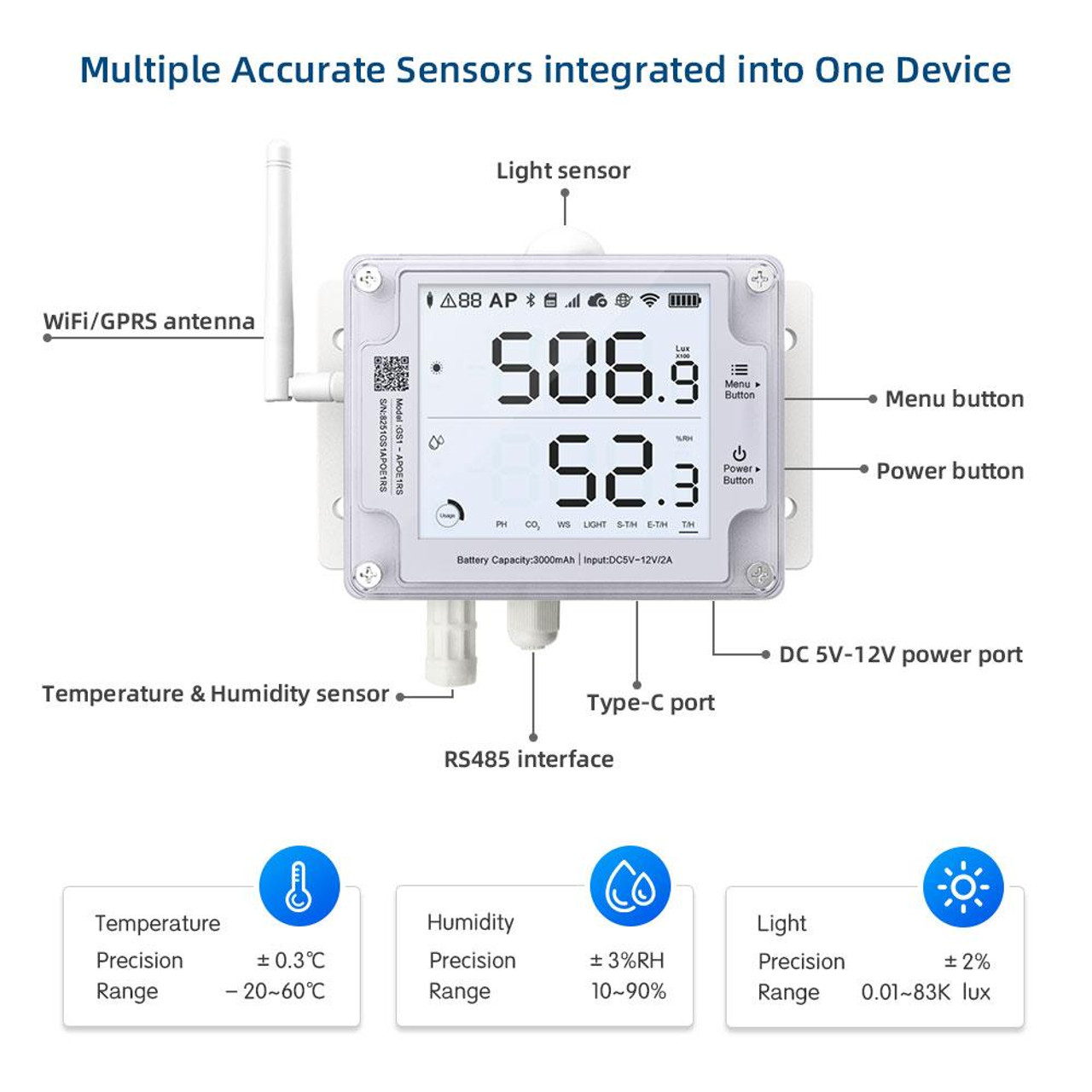 Purchase UbiBot GS1-AL4G1RS Wi-Fi Environmental Sensor