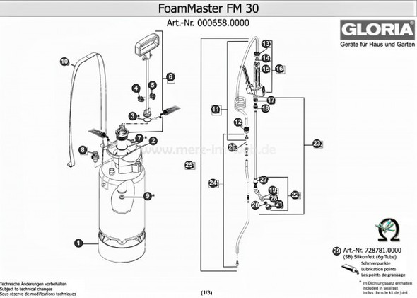 Order Gloria Foam Sprayer FM30 Pump Replacement | Restore Solutions