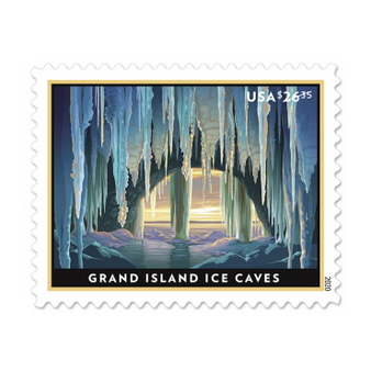 USPS Grand Island Ice Cave Express Priority Stamps
