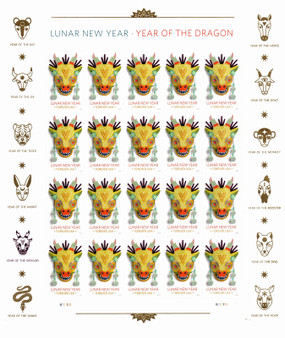 Year of the Dragon Stamps Celebrates Lunar New Year Forever First Class Postage Stamps