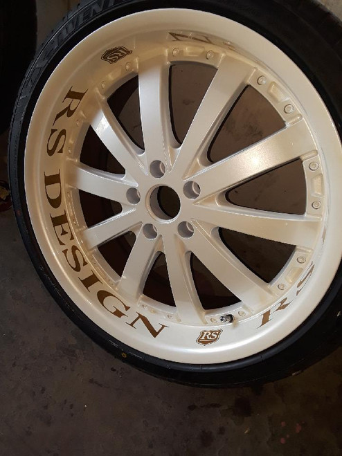 After photo of a custom painted RS Design wheel using a positive decal as a paint stencil.