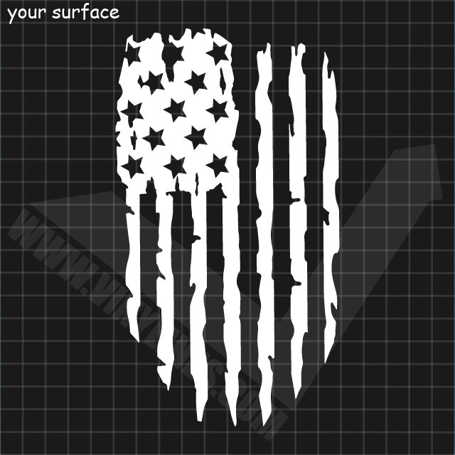 Worn US Flag Hanging Vertical Decal