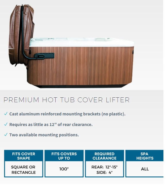 Hot Tub Spa Cover Lifter Fits Rectangle / Square Shape Up to 100