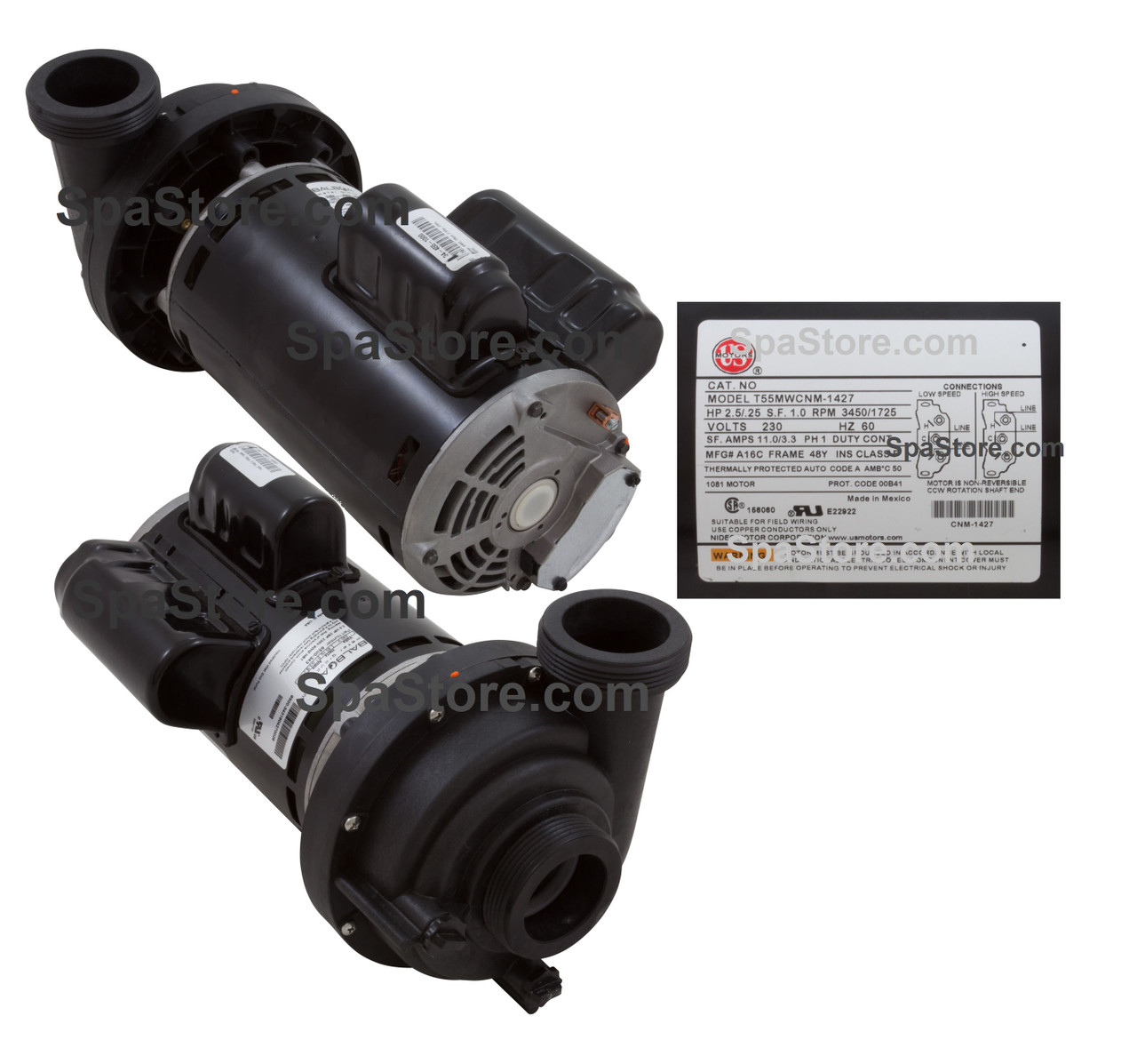 Current Version Jacuzzi® J-355 Spa Pump 2 Speed 2.5 HP 230 Volt