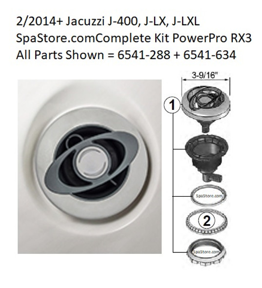 6541-288, J-400 & J-LX® & J-LXL® Jet Power Pro RX3 Assembly Stainless Steel 2/2014+, 3-9/16" Face Diameter